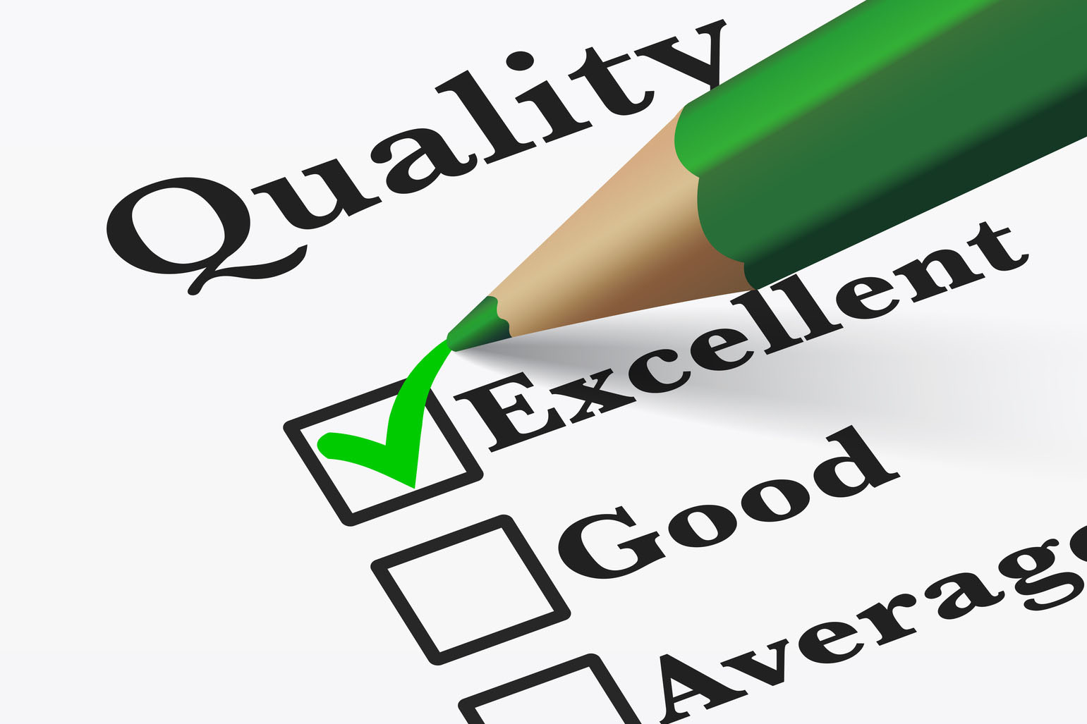 nico europe info qualität quality checkliste qualität, grüner stift macht haken bei "exzellent"